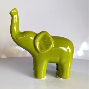 Ceramic Elephant with raised trunk , green